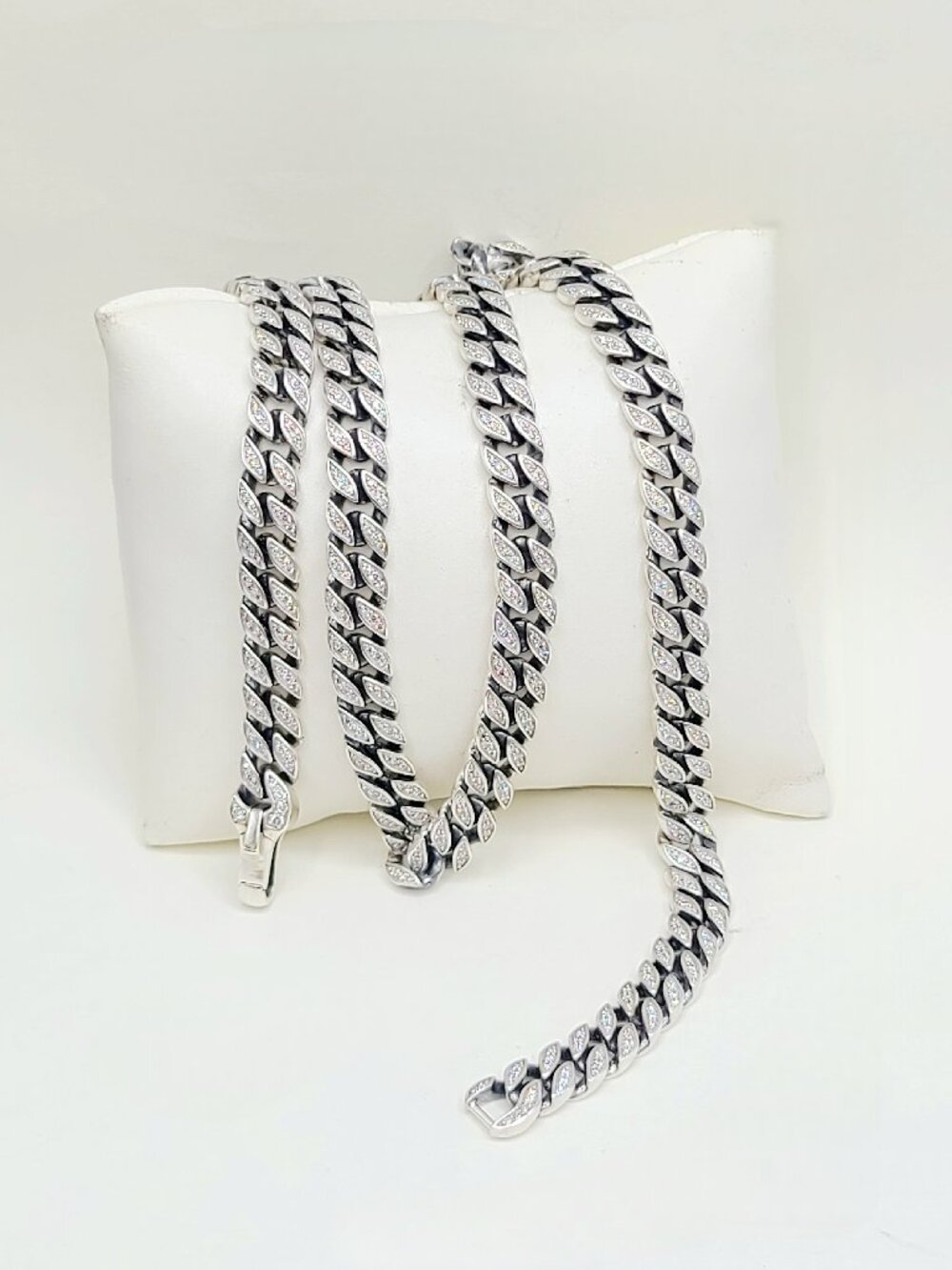 David Yurman Curb Chain Necklace w/ Pavé White Diamonds - 8mm - 22"